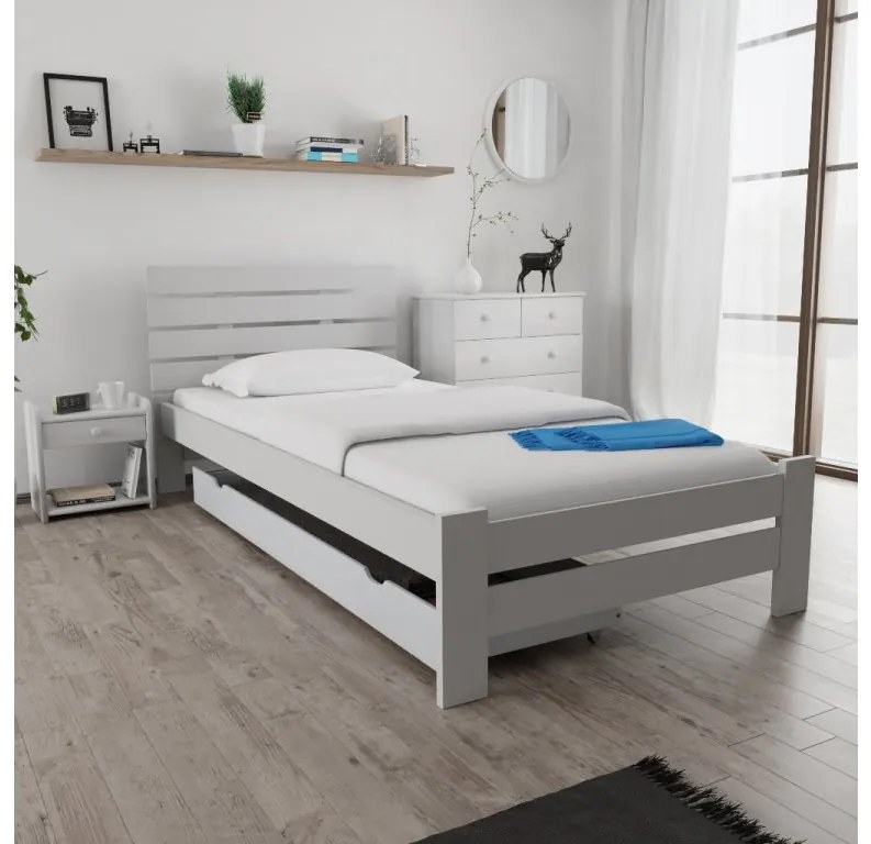 PARIS magasított ágy 80x200 cm, fehér Ágyrács: Ágyrács nélkül, Matrac: Deluxe 10 cm matrac