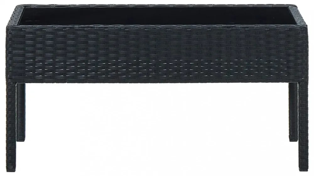 fekete polyrattan kerti asztal 75 x 40 x 37 cm
