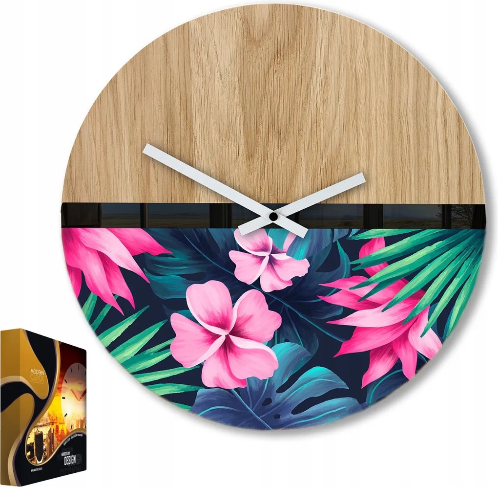 Falióra Fa Tölgy Akril Flower Wood 33 Kerek Kvarc