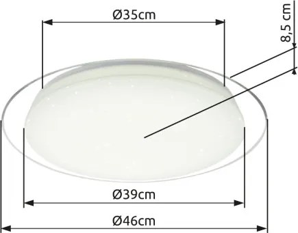 Globo 41310-30 Mennyezeti akril szikra effekt, színhőmérsékletváltós, fényerőszabályzós távirányítóval,300lm-2400lm, 3000K-6000K, 1xCR2032, ø: 460, H:85, tartozék: 1xLED 30W 230V, 2200lm, CCT 3000-6500K