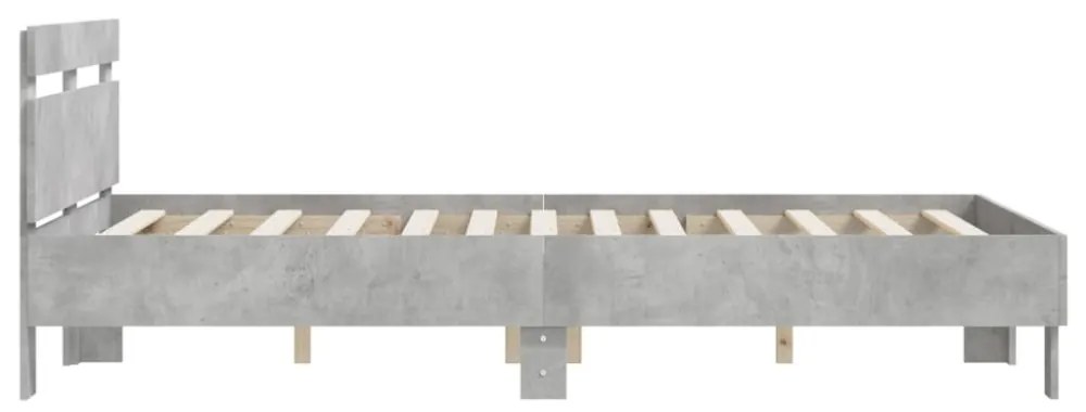 betonszürke szerelt fa ágykeret fejtámlával 135x190 cm