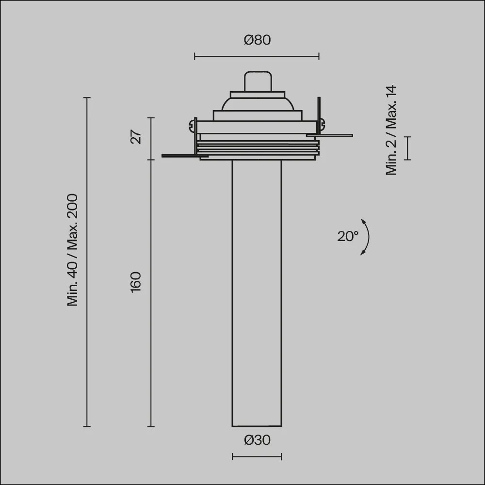C140TRS-L200-7W3K-W Focus T Alumínium Süllyesztett Lámpa Fehér Színű LED 7 W 3000 Kelvin 460 Lumen IP20
