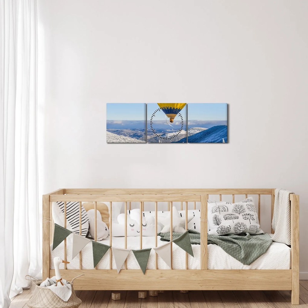 Kép - repülés a téli táj felett (órával) (90x30 cm)