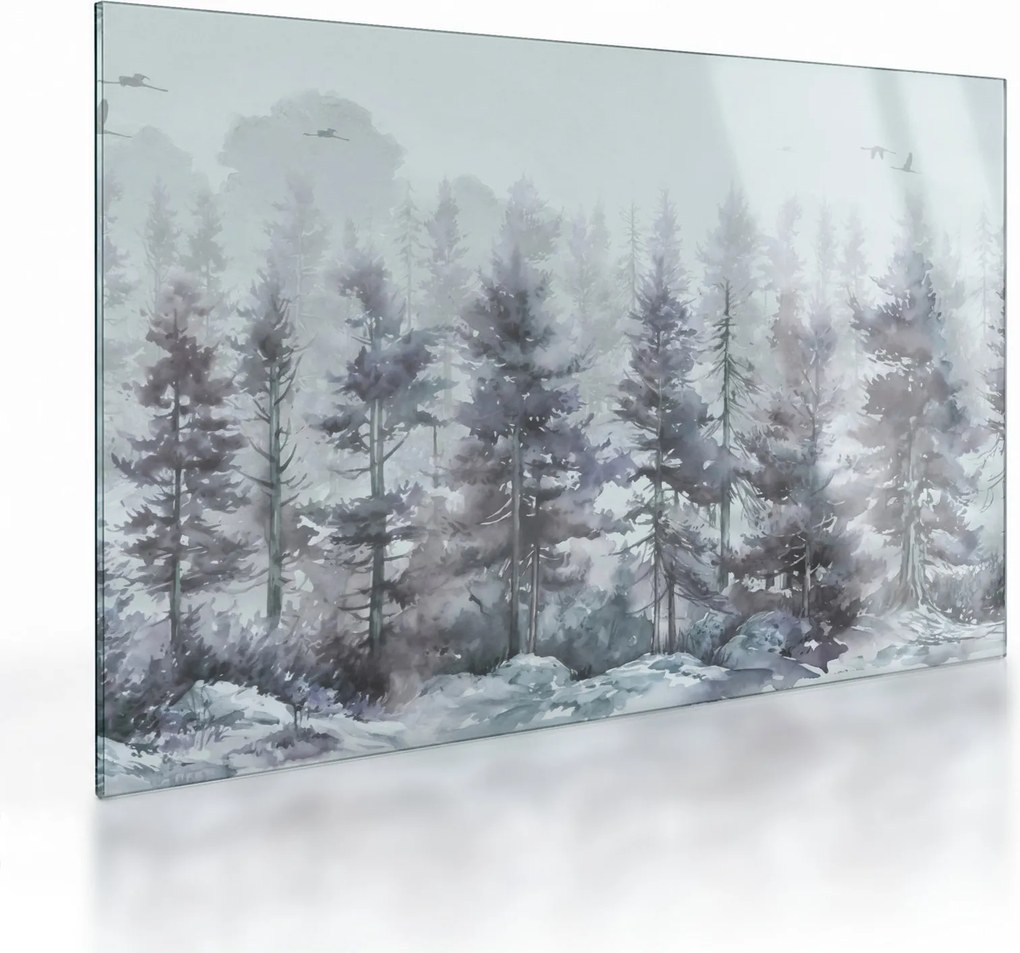 Üveg kép - Fenyőerdő II., akvárium (70x50 cm)