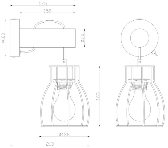 Globo 15326NW - Fali lámpa MINA 1xE27/40W/230V
