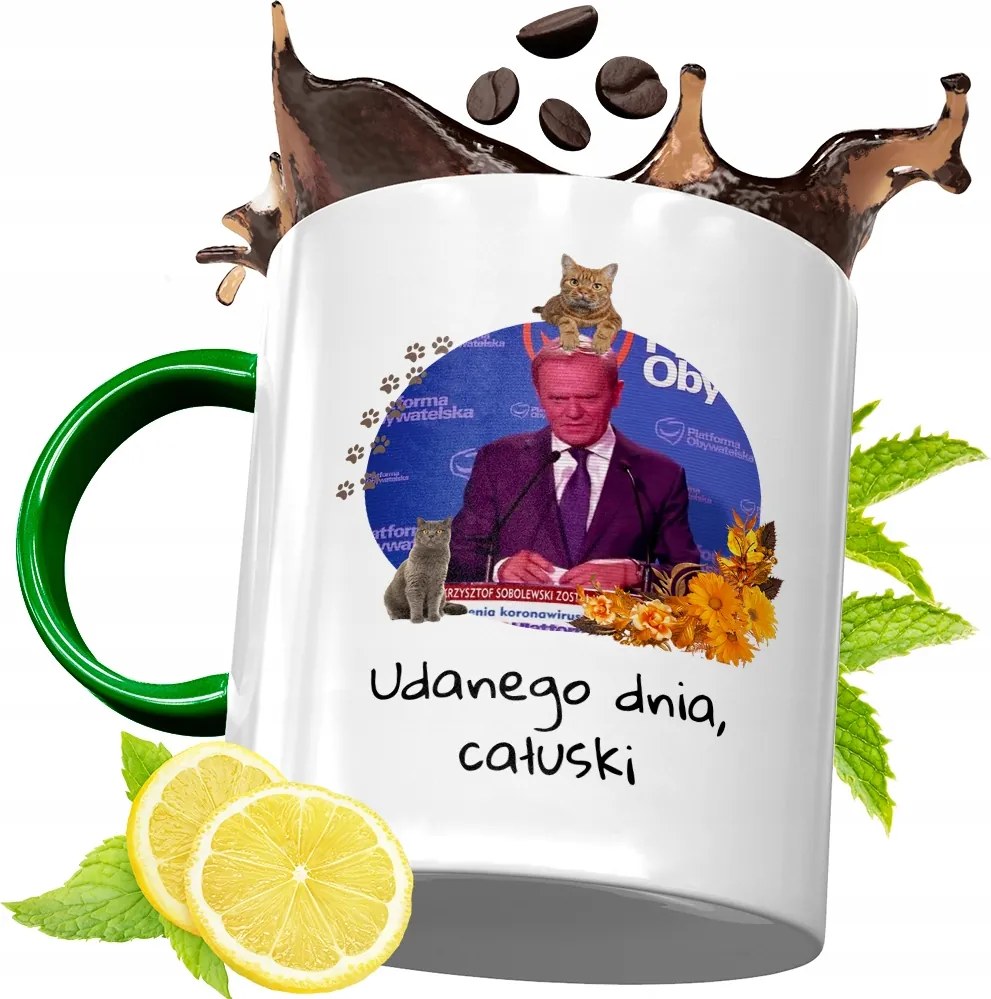 Donald Tusk Zöld Bögre Ajándék Nyomtatott Fotóval