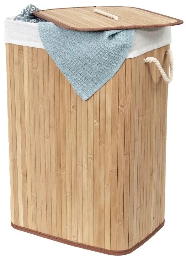 Compactor Bamboo szennyestartó kosár, szögletes,természetes