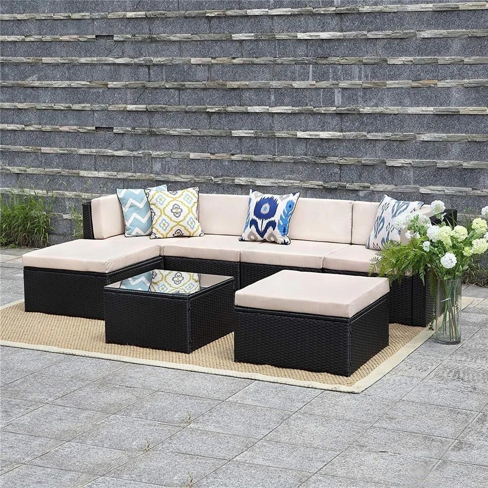 Catini Sevilla Kerti rattan sarokgarnitúra - fekete