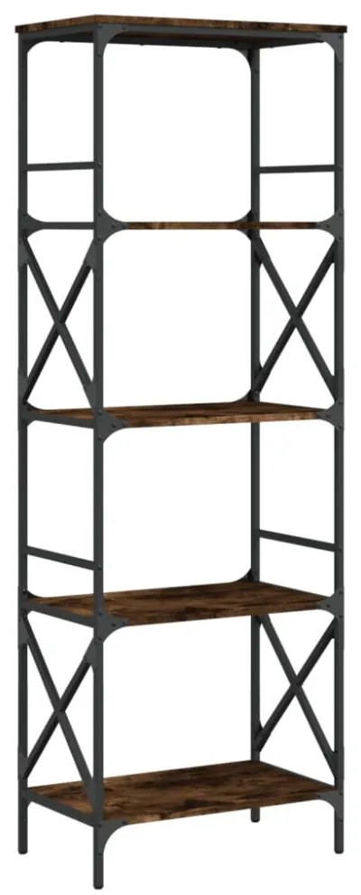 5 szintes füstös tölgy szerelt fa könyvespolc 59 x 35 x 132 cm