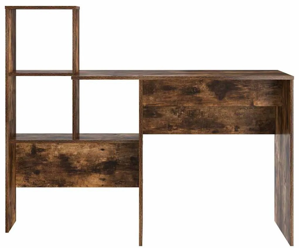 Asztal polcokkal Füstölt tölgy 131.5 x 50 x 106.5 cm Faanyag