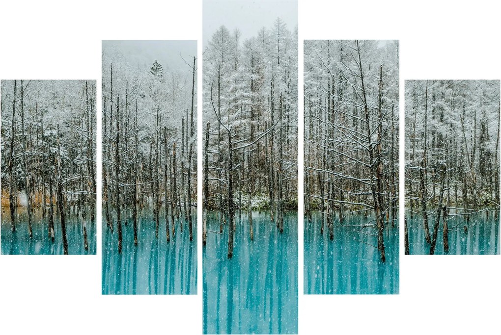 Kép - Türkiz tó, Biei, Japán (150x105 cm)