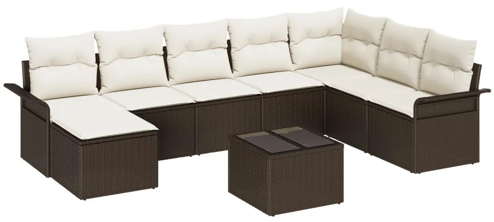 8 Darabos Kert Kanapé Szett Párnákkal Szürke Poly Rattan