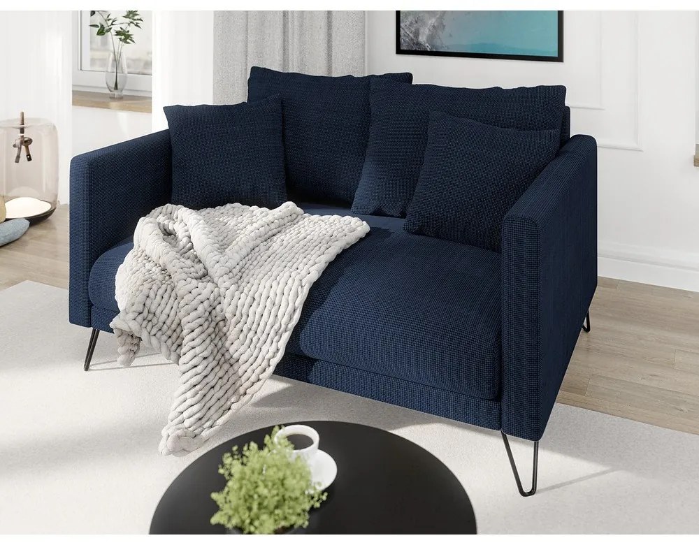 Sötétkék zsenília kanapé 140 cm Freya – Ropez