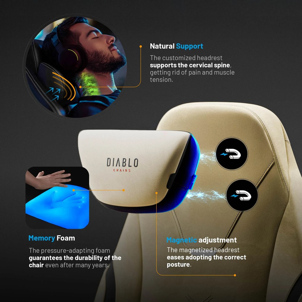 Gamer szék Normal Size arany-fekete: Diablo X-Eye Prime Broken Gold