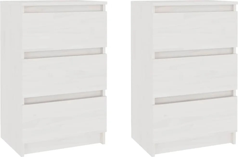 vidaXL 2 db fehér tömör fenyőfa éjjeliszekrény 40 x 29,5 x 64 cm