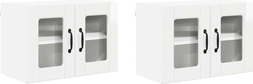 vidaXL Konyhaszekrény 2 pcs Magas Fényű Fehér 60 x 31 x 40 cm Faanyag