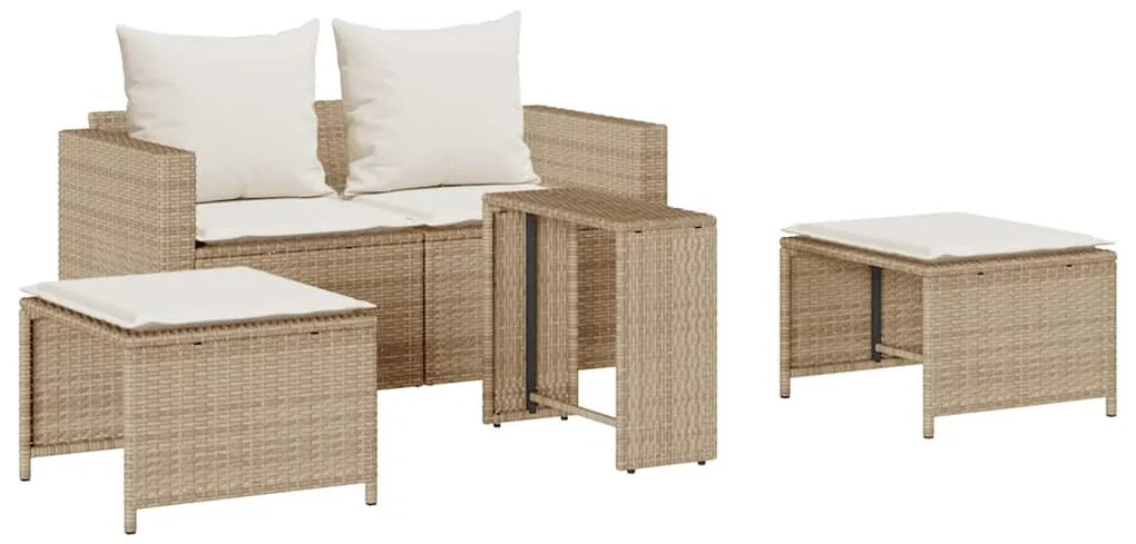 5 részes polyrattan kerti kanapé garnitúra párnákkal stackable