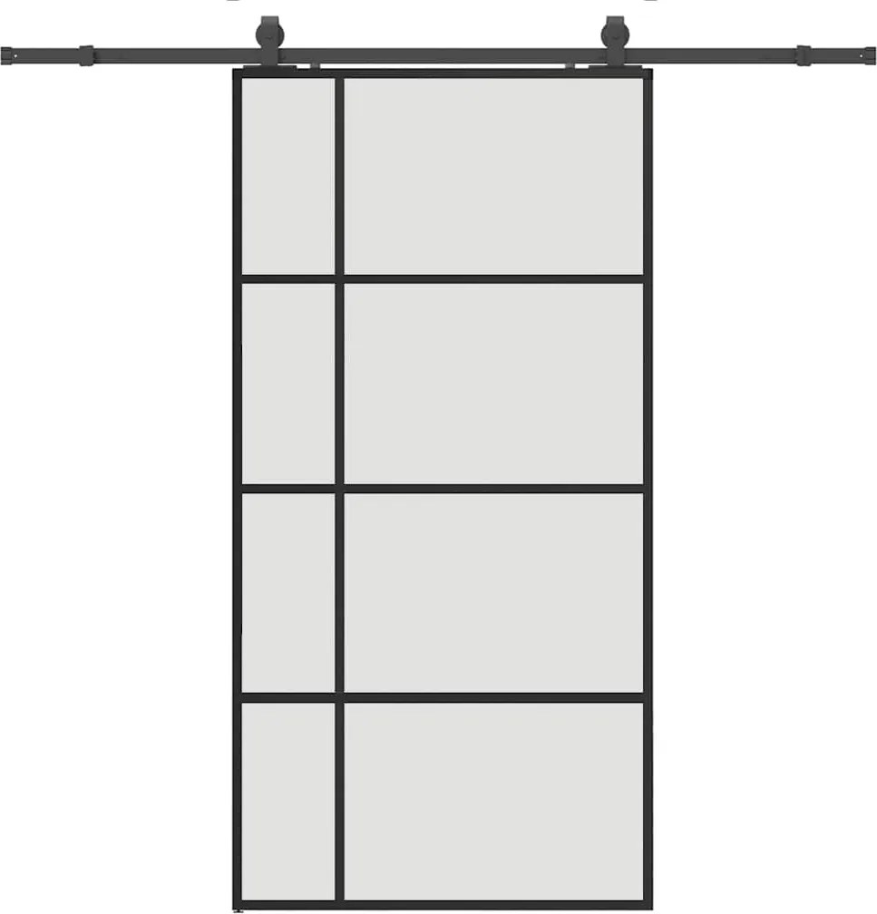vidaXL fekete ESG üveg tolóajtó fémszerelvény-szettel 102,5x205 cm
