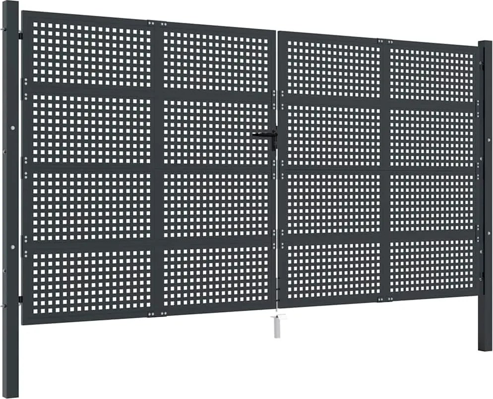 vidaXL antracit színű acél kerti kapu 400 x 175 cm
