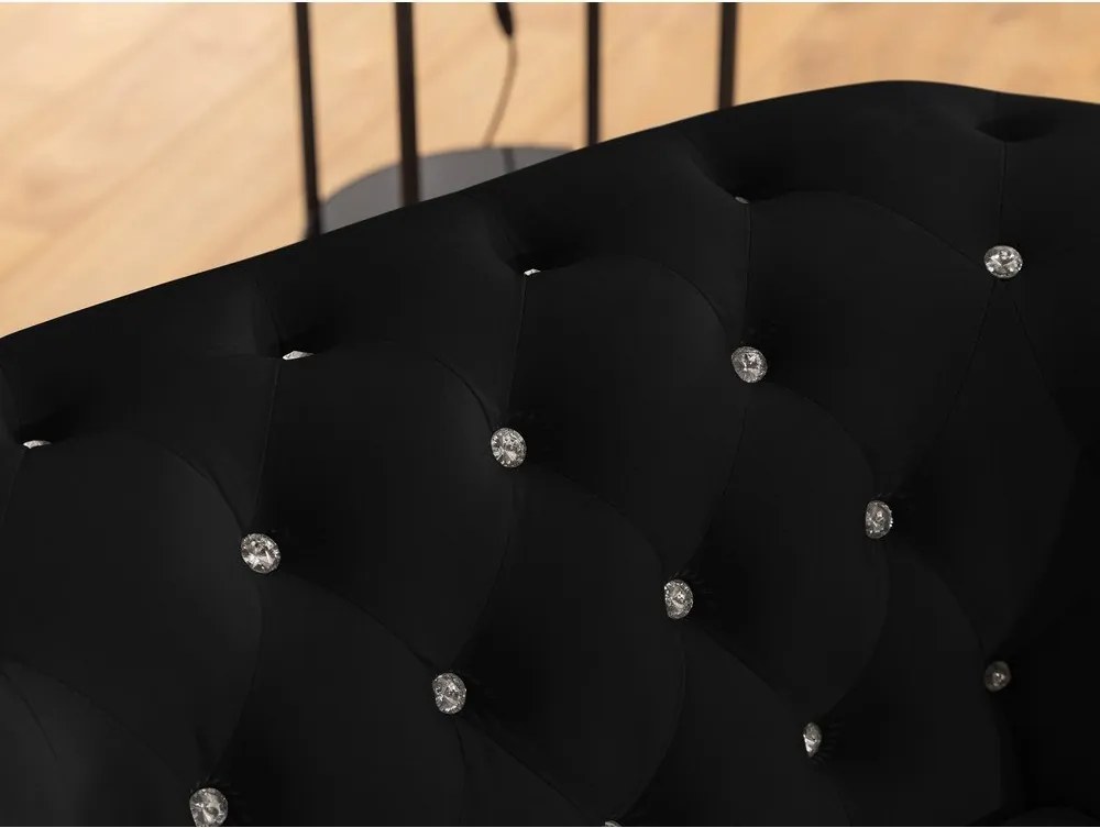 Fekete bársony kinyitható sarokkanapé (bal oldali-L alakú) York Blik – Ropez