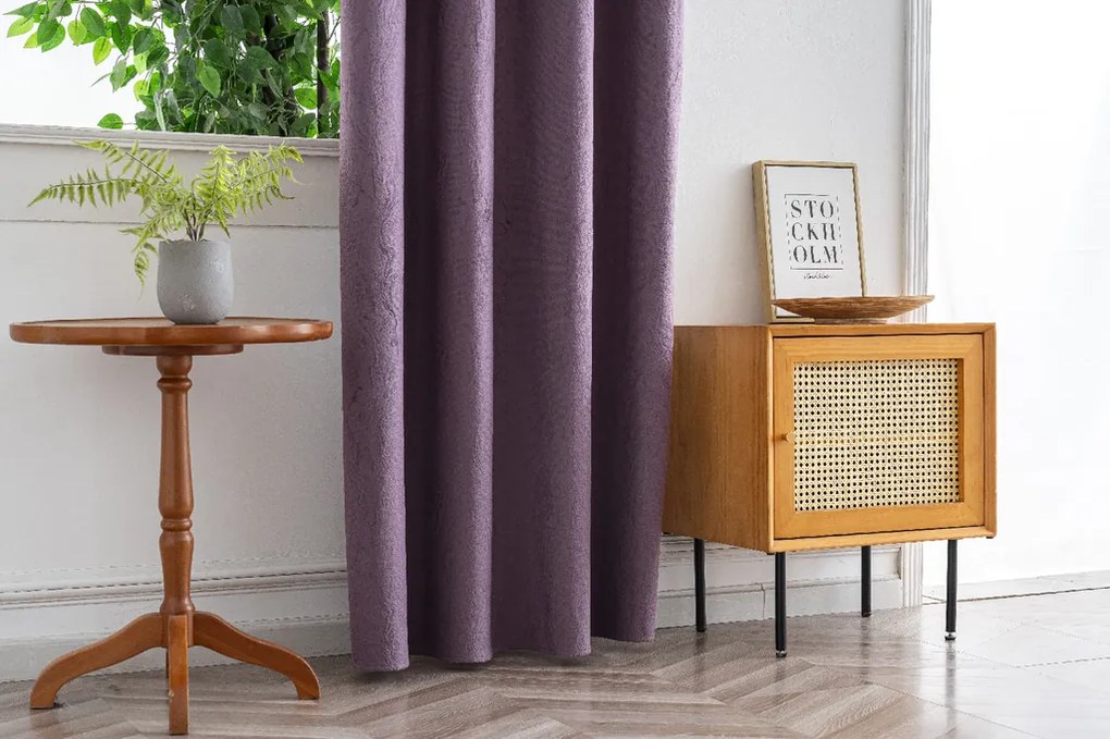 Sötétítő függöny DUNES VELVET 140x250 cm, lila Felfüggesztés: Hullámos sínszalag