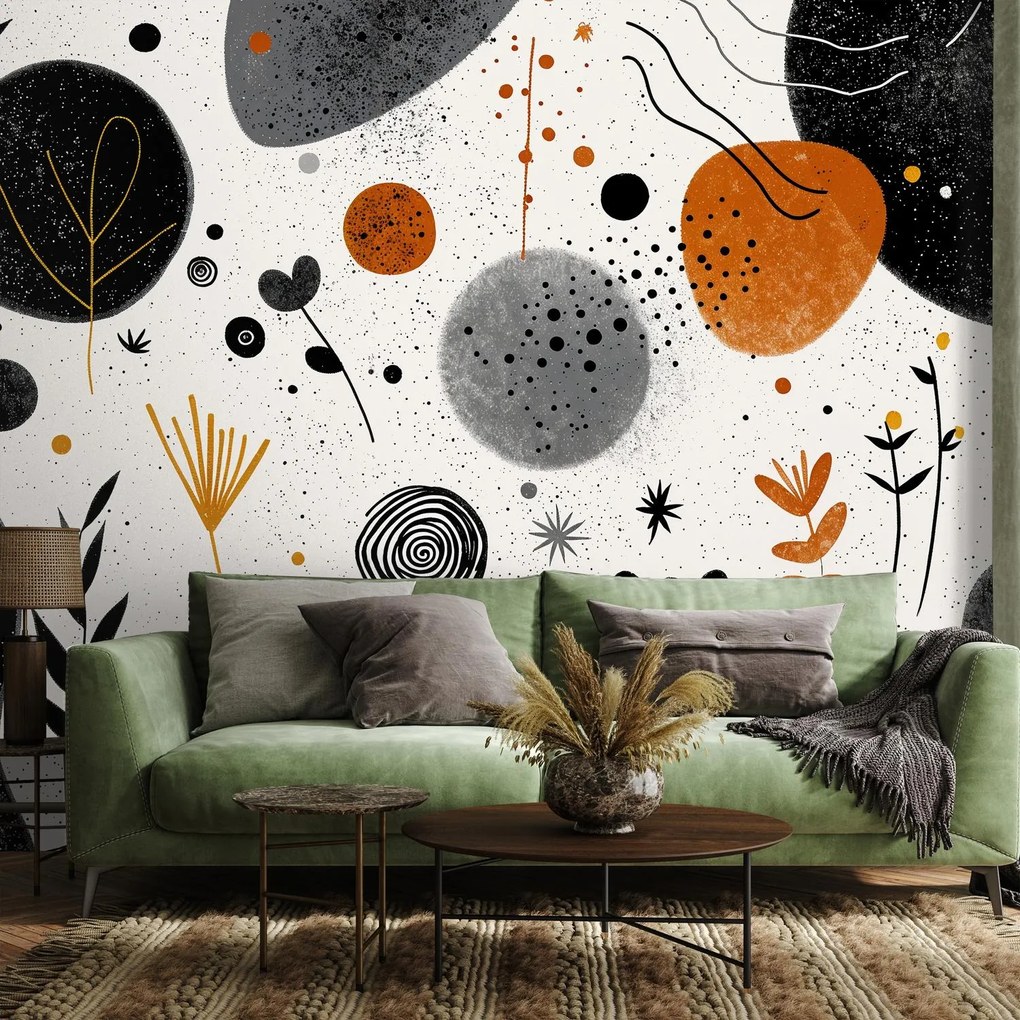 Fotótapéta - Design absztrakció körökkel és levelekkel (147x102 cm)