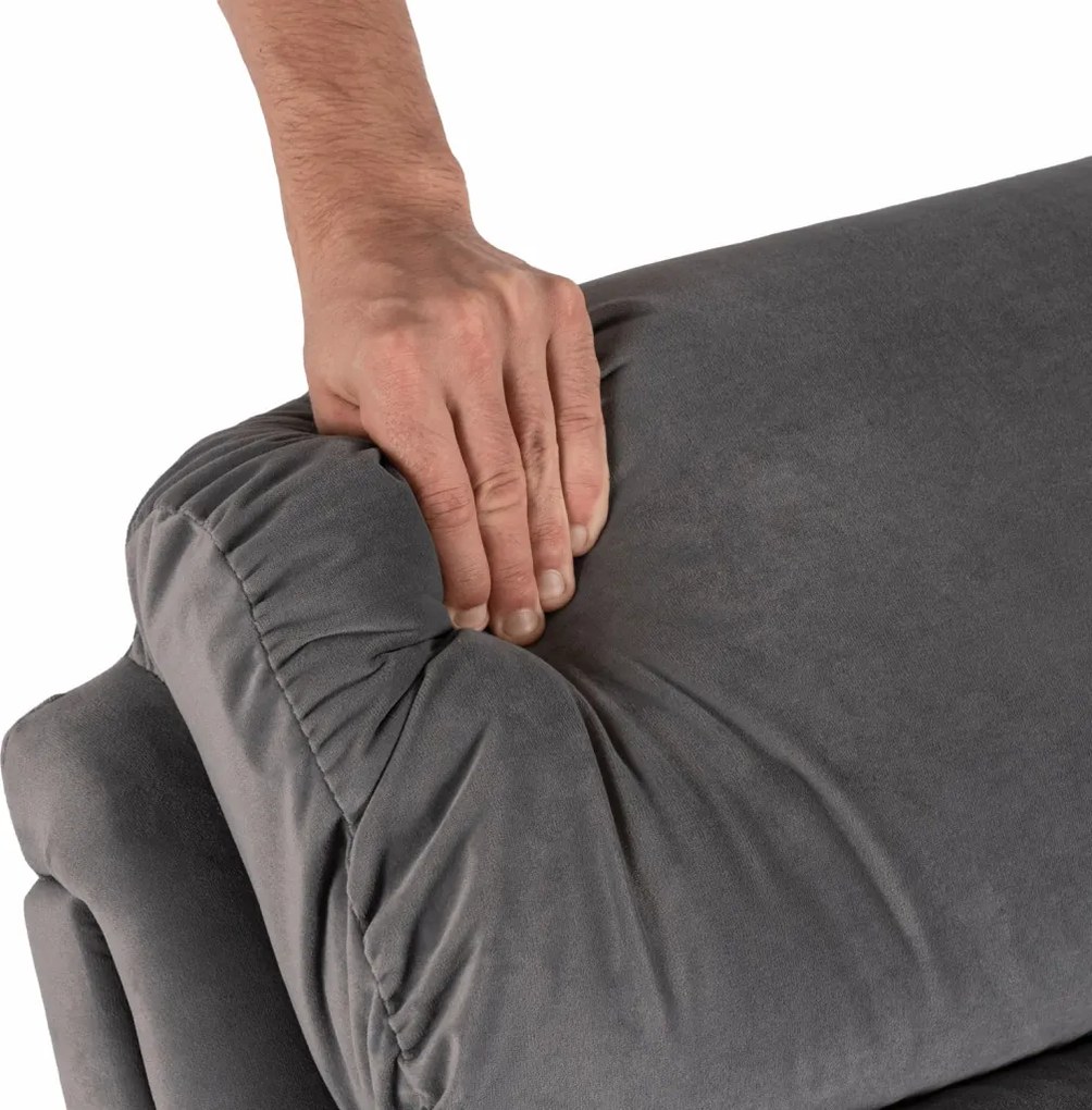 KOBE ággyá alakítható fotel szürke velúr kárpittal – modern relax fotel