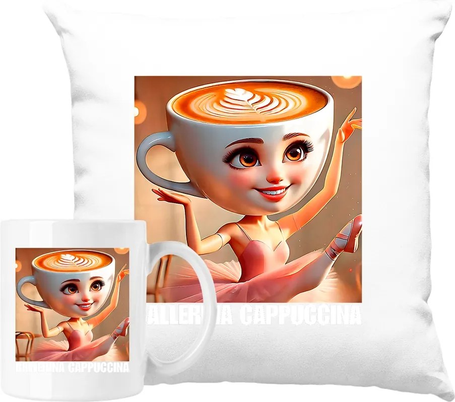 Bögre Szett Párna Ballerina Cappuccino Kávé 2 Ötlet Ajándék