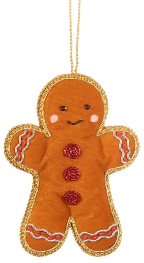 Textil kézzel készített karácsonyfadísz 10 cm Gingerbread – Sass &amp; Belle