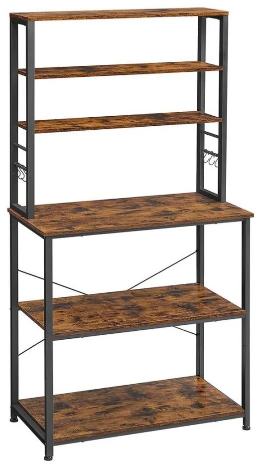 Konyhai polcos állvány MARGE barna/fekete