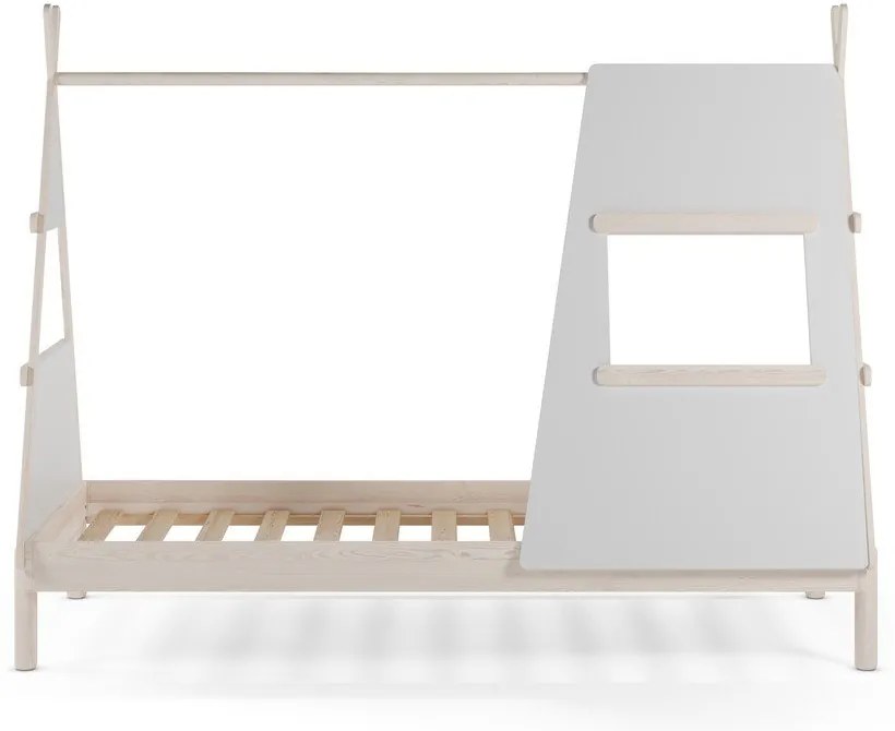 Krémszínű borovi fenyő házikó alakú gyerekágy ágyráccsal 90x200 cm Enola – Marckeric