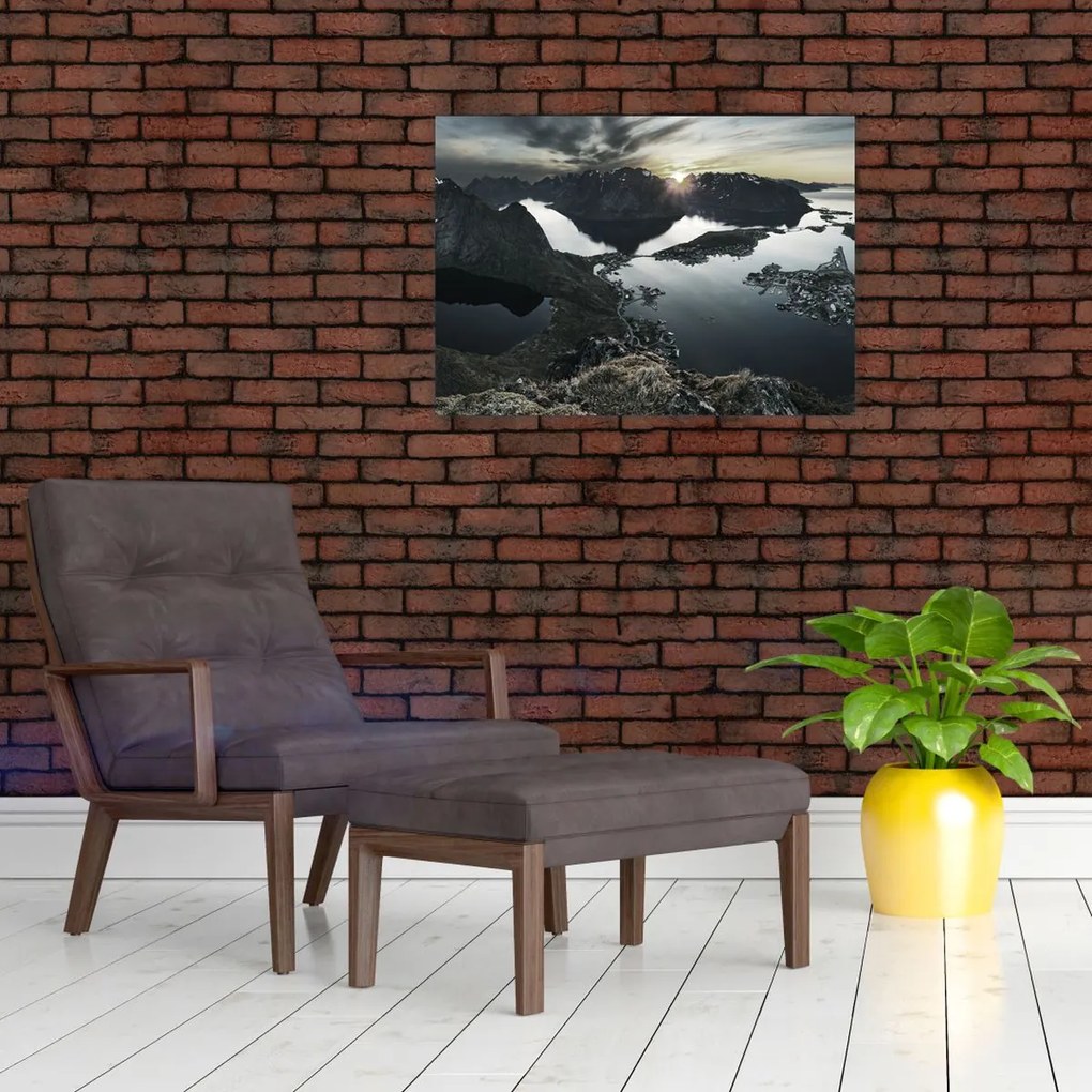 Üveg kép - Norvég hegyek (70x50 cm)