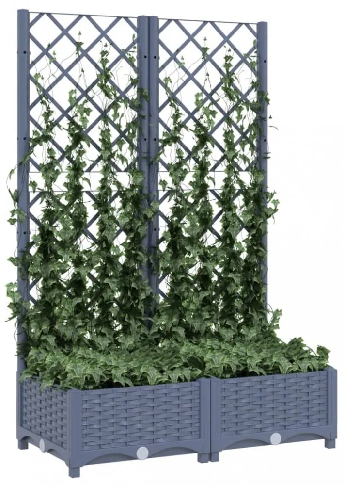 sötétszürke PP rácsos kerti ültetőláda 80 x 40 x 121,5 cm