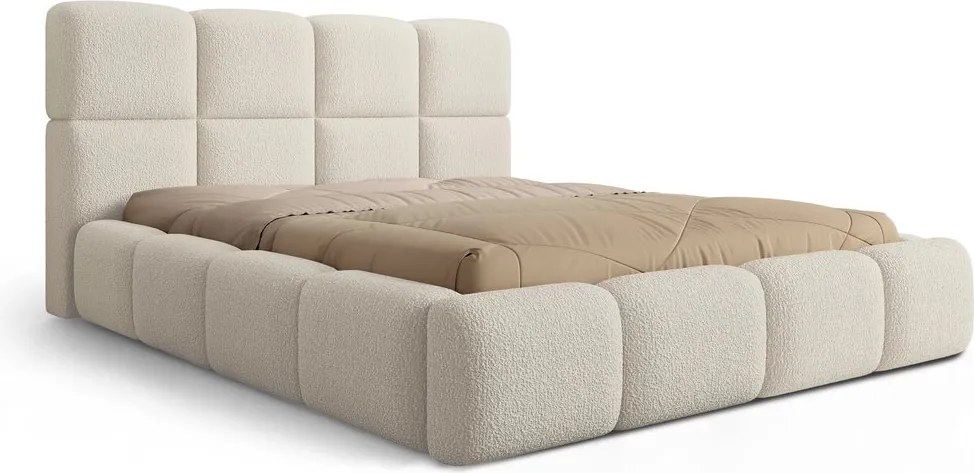 Cloud kárpitozott ágy ágyneműtartóval 180x200 cm - világos bézs Quelle 02 bouclé