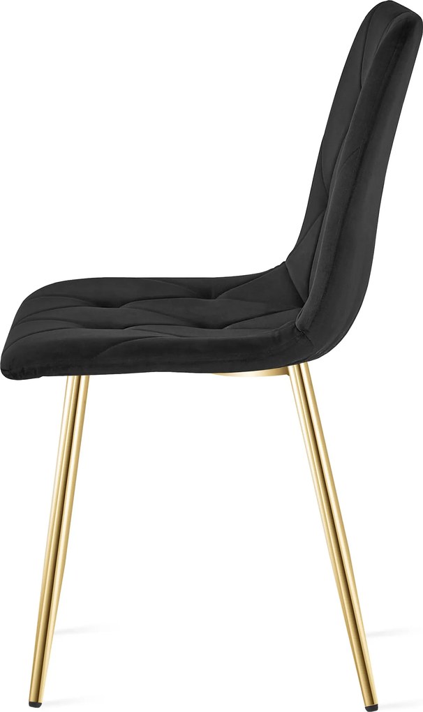 Fekete bársony étkezőszék LIBRA arany lábakkal