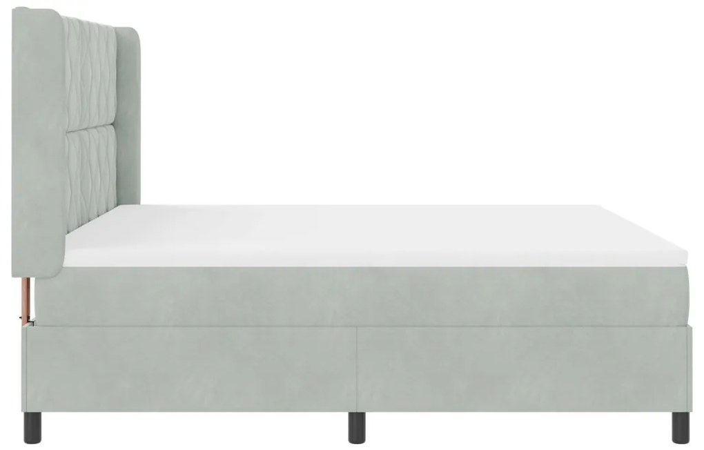 Boxspring Ágy Matrac és LED Világítás Szürke 180x200 cm Bársony
