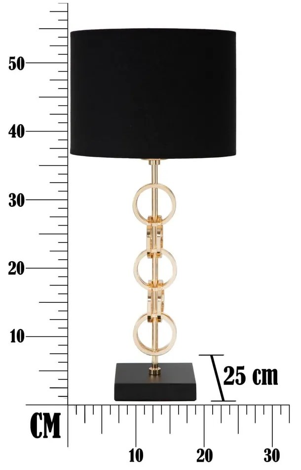 Glam Rings fekete-aranyszínű asztali lámpa, magasság 54,5 cm - Mauro Ferretti