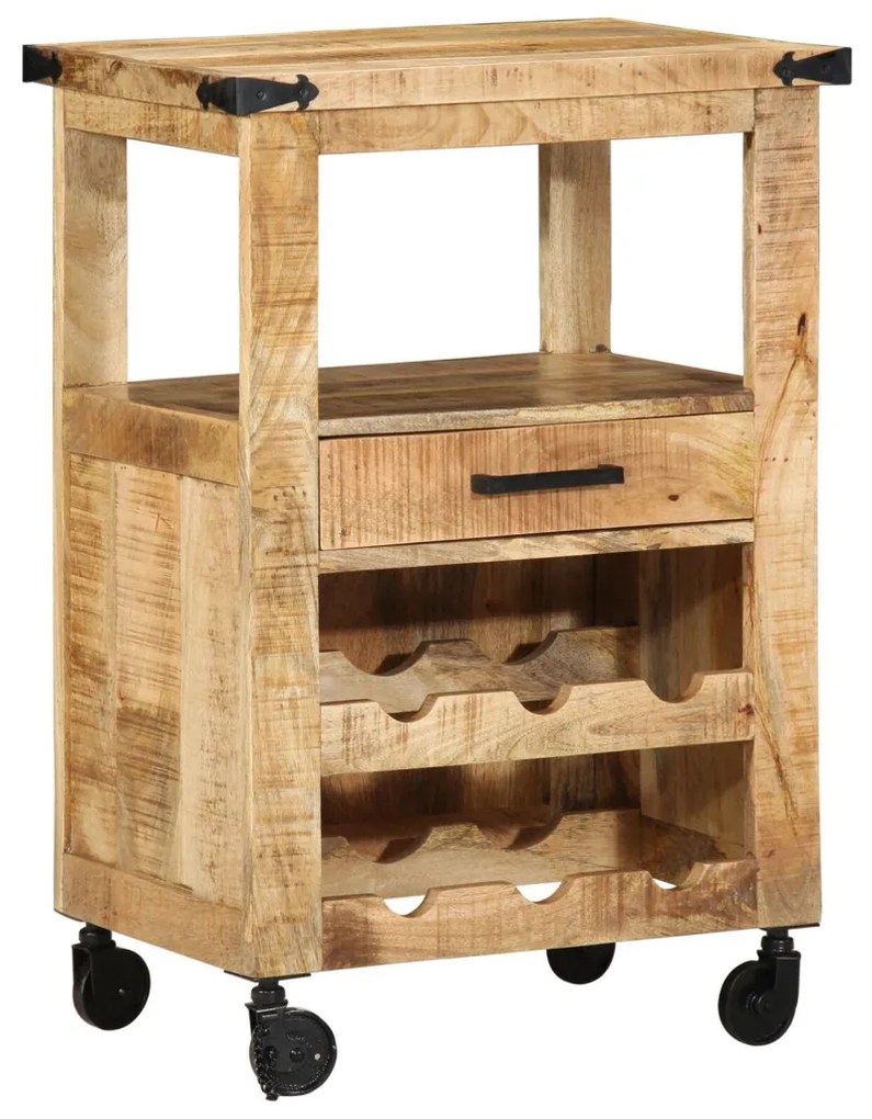 Konyhai Kocsi 55x40x80 cm Tömör Durva Fa Mangó