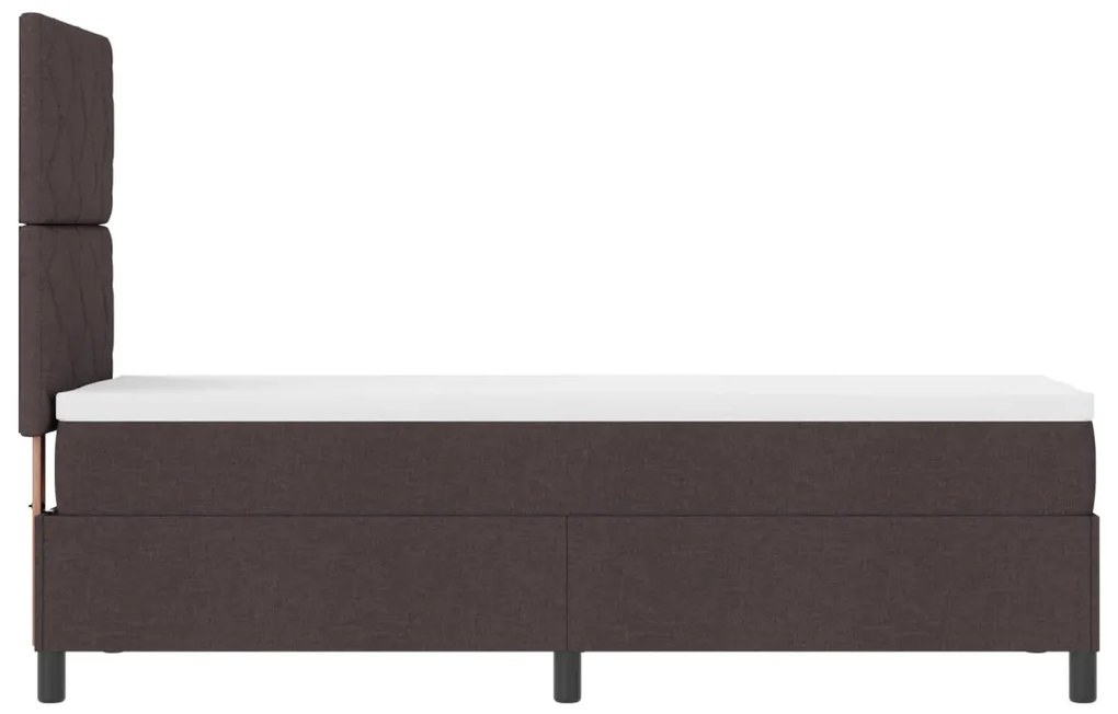 Rugós ágy matraccal és LED világítással sötétbarnában, 80 x 200 cm-es szövet