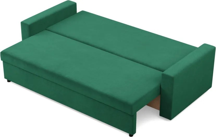 Zeus kanapéágy, bársony, bonell töltet, egyenes kartámasz, zöld