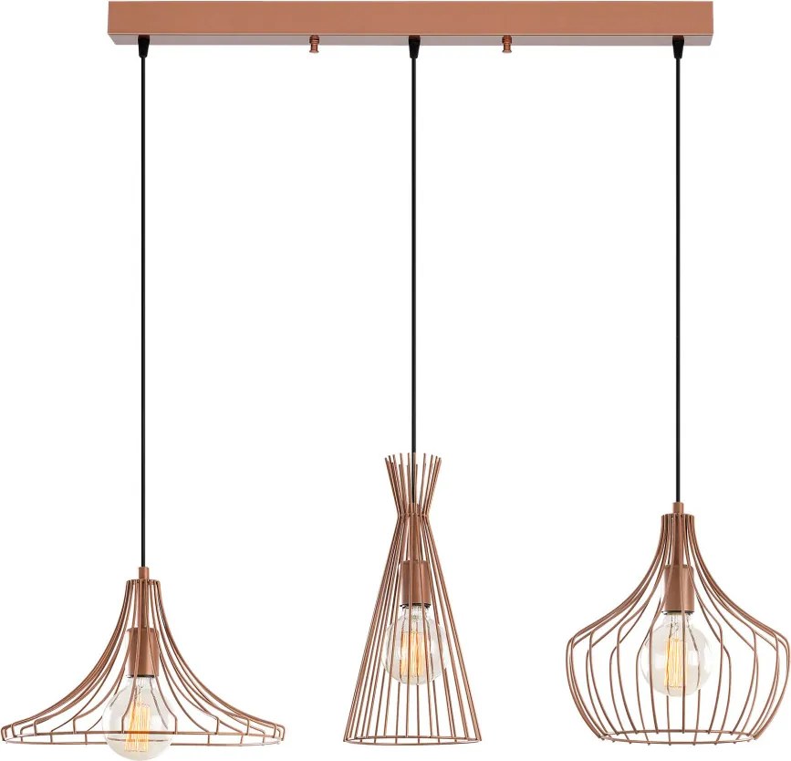 Mezopotamya N-1285 réz fém 3 izzós függőlámpa