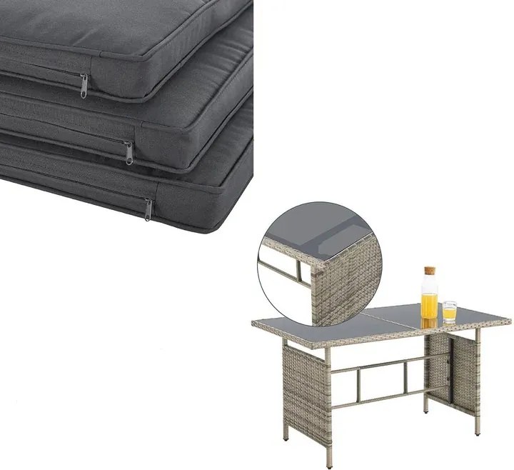 Juskys Rattan kerti bútor szett Turin - szürke