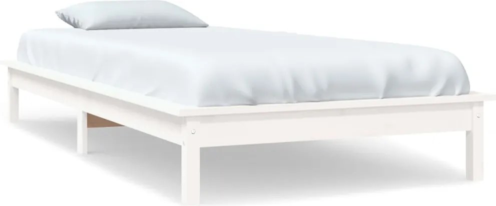 vidaXL fehér egyszemélyes tömör fenyőfa ágykeret 90 x 190 cm