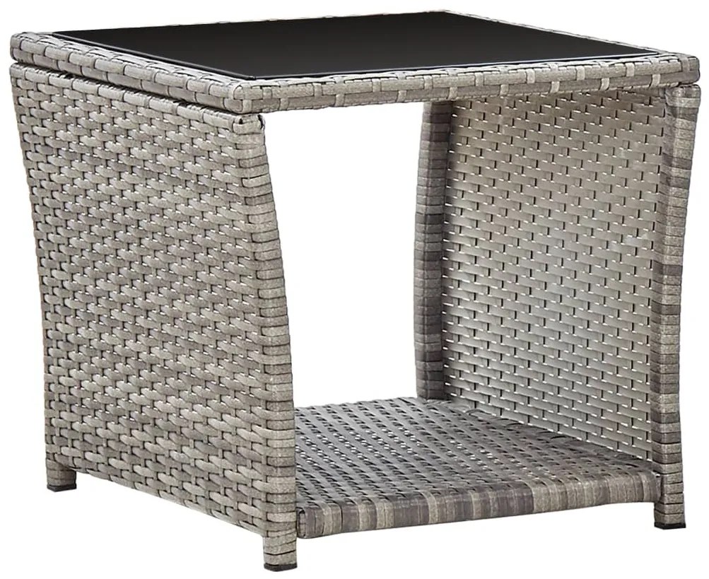 2 részes szürke polyrattan kerti étkezőgarnitúra párnákkal
