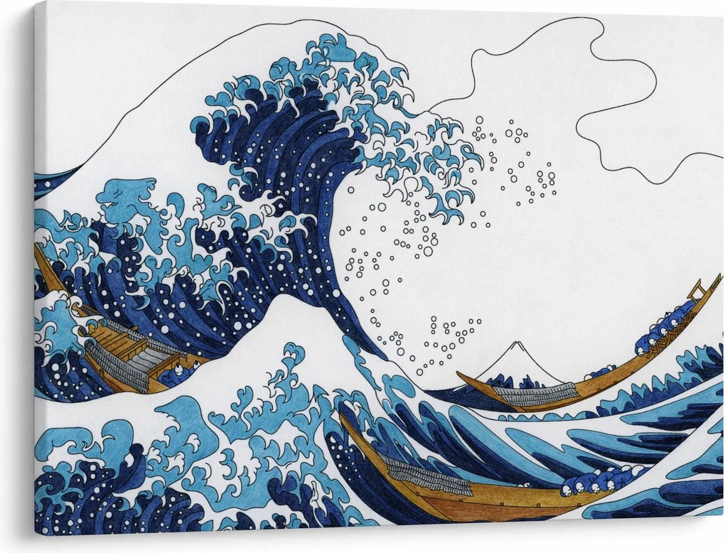 Kép - japán rajz, hullámok (70x50 cm)