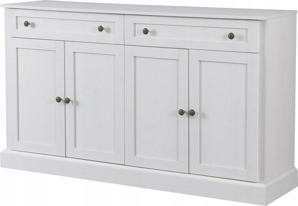 Komód Szekrény 4 ajtóval és 2 fiókkal 150 x 40 x 86 cm Retro fehér