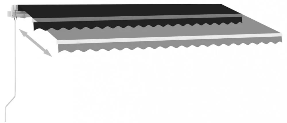 antracitszürke kézzel kihúzható LED-es napellenző 400 x 350 cm