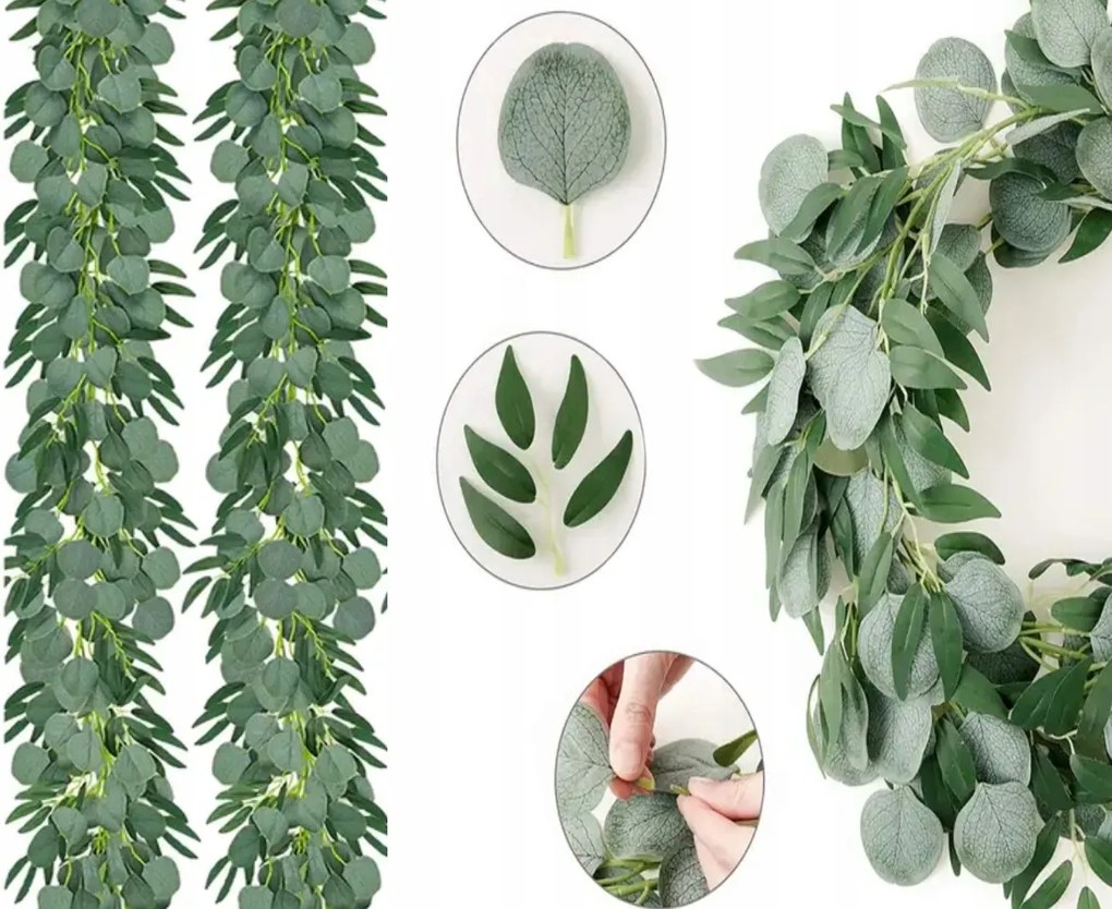 Mesterséges Eukaliptusz Kúszónövény Girland 180 cm