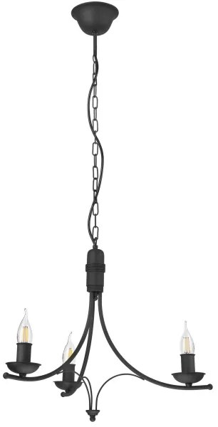 Csillár láncon LUCY 3xE14/60W/230V fekete