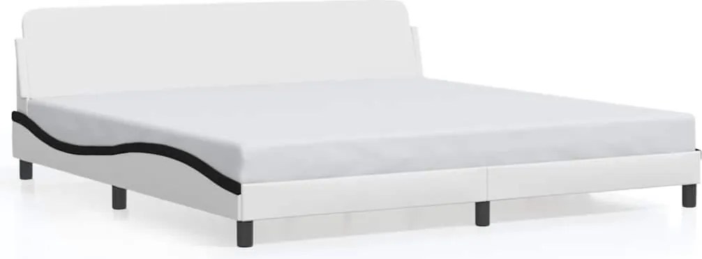 vidaXL fehér és fekete műbőr ágykeret Dover 200x200 cm